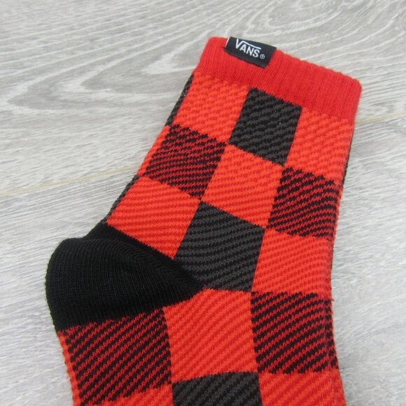 Vans Checkered Plaid Half Crew Socks Women's Size 6.5-10 Red Black (1 Pair) NEW - Picture 5 of 11